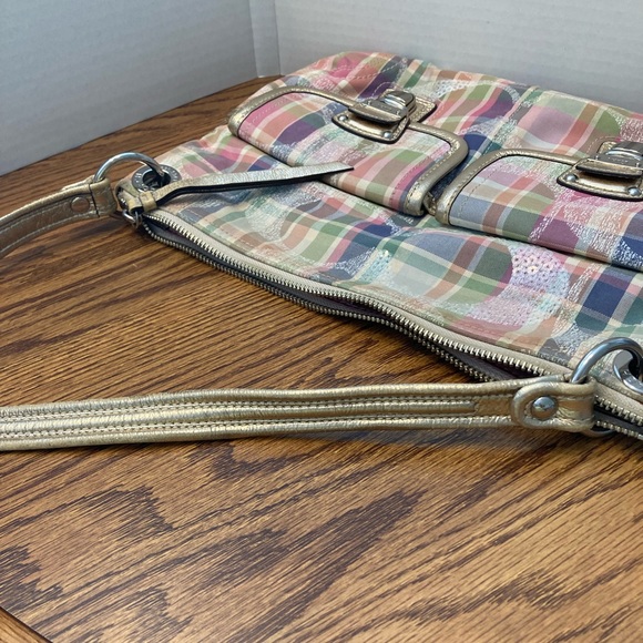 Coach Satchel Shoulder Handbag in Poppy Madras Print, Pre-Owned, 13”X 9” - Picture 3 of 12